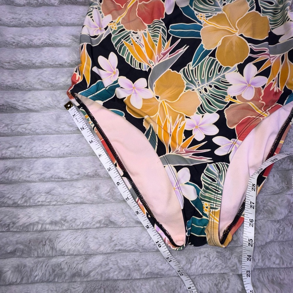 Hurley Caribbean Dreamin One Piece Swimsuit Medium Floral Spaghetti Strap SPF 50 - Picture 7 of 10